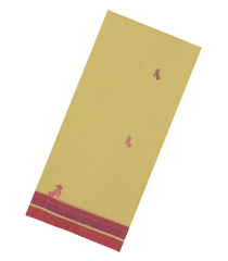 Light Yellow Handwoven Bengal Cotton Saree With Floral Buttas-BG1488
