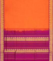Orange Handloom 9 Yards Silk Cotton Saree With Contrast Border-SC4692