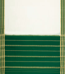 White Woven Mysore Silk Saree With Contrast Zari Border-MS3836