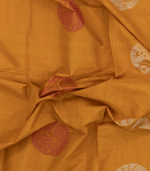 Mustard Handloom Village Cotton Saree With Annam Buttas-VC1624