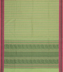 Cardamom Green Handloom Village Cotton Saree With Checks-VC1610