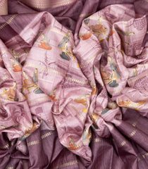 Chestnut Pink Woven Synthetic Manipuri Silk Saree With Printed Motifs-BL3669