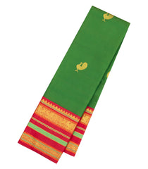 Light Green Handloom Korvai Kanchipuram Silk Saree With Peacock Buttas-KA15526