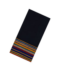 Black Handwoven Bengal Cotton Saree With Stripes Border-BG1501