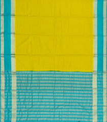 Lime Green Woven Blended Viscose Saree With Zari Checks & Contrast Border-BL6103