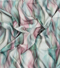Turquoise Printed Synthetic Tussar Saree With Abstract Motifs-BL5373