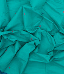 Turquoise Handloom Kanchi Cotton Saree With Diamond Buttas-KC1698