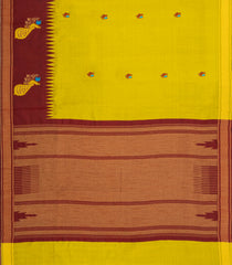Lime Green Woven Dupion Silk Saree With Buttas & Contrast Border-DS0629