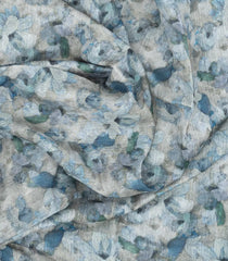 Grey Woven Synthetic Jute Saree With Printed Floral Motifs-BL4172