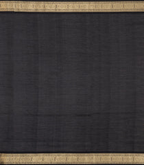 Black & Rust Handloom Soft Silk Cotton Saree With Veldhari Stripes-SC4441