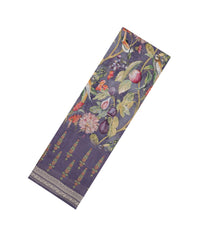 Dark Grey Printed Chanderi Cotton Saree With Floral Motifs-CC1747