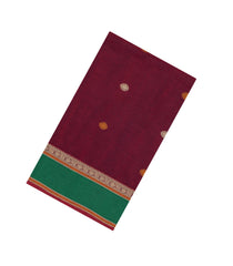 Crimson Handloom Village Cotton Saree With Buttas-VC1664
