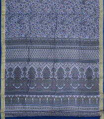 Light Blue Printed Silk Saree With Floral Motifs & Zari Border-PS0685