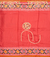 Mustard Handloom Blended  Silk Saree With Ikat Motifs & Hand Embroidered Selvage-EN1715