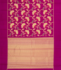 Magenta Handloom Kanchipuram Silk Saree With Meena Floral Motifs-KA14940