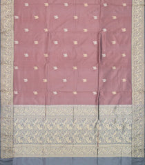 Dusty Pink Handloom Banarasi Silk Saree With Bird Buttas -BE1487