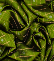 Dark Green Handloom Chirala Soft Silk Saree With Kamalam Motifs-Dark Green