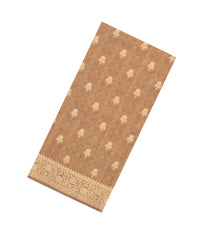 Dusty Peach Woven Art Dupion Tissue Saree With Floral Motifs-BL5857