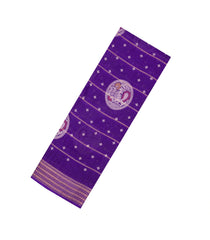 Dark Purple Printed Synthetic Dola Silk Saree With Zari Stripes & Border Motifs-SY0337