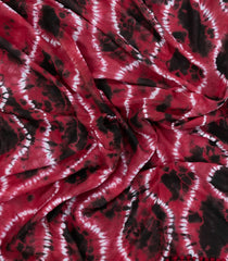 Red Printed Chanderi Cotton Saree With Tie & Dye Motifs-CC1377