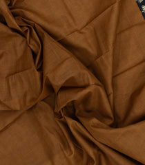 Brown Printed Jaipur Cotton Saree With Printed Floral Motif Border-JC1917