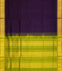 Dark Violet Handloom 9 Yards Silk Cotton Saree With Contrast Pallu-SC3745