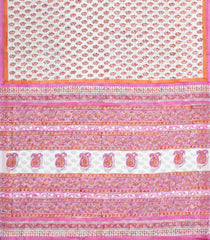 White Printed Jaipur Cotton Saree With Floral Motifs-JC1458