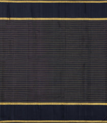 Purple & Navy Handloom Kanchipuram Silk Saree With Stripes-KA14830