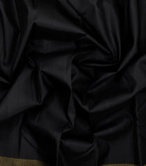 Black Handloom Korvai Kanchipuram Silk Saree With Combtooth Border-KA16689