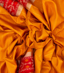 Turmeric Yellow Handloom Soft Silk Saree With Stripes & Contrast Border-SO4225