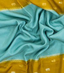 Turquoise Woven Blended Viscose With Contrast Border-BL5576