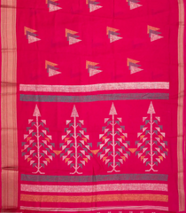 Hot Pink Woven Synthetic Dola Silk Saree With Printed Geometric Motifs-BL4315