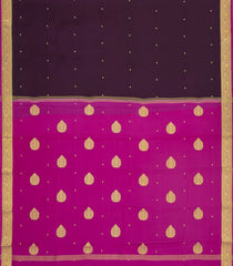 Dark Burgundy Woven Mysore Silk Saree With Buttas-MS3419