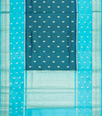 Teal Woven Banarasi Poona Silk Saree With Checks & Buttas-BP1010
