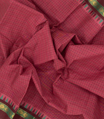 Chesnutt Pink Woven Chettinad Cotton Saree With Checks & Contrast Border-CN1825
