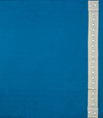 Blue Woven Blended Satin Saree With Floral Zari Buttas-BL6007
