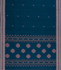 Teal Handloom Bengal Cotton Saree With Floral Motifs-BG1985