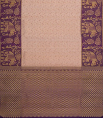 Peach Handloom Kanchipuram Silk Saree With Floral Vine Motifs-KA14567