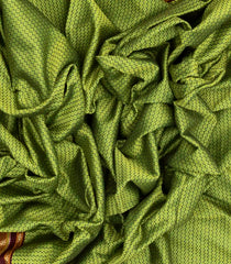 Light Green Woven Cotton Saree With Diamond Motifs & Kasuti Hand Embroidery Pallu-EN1761