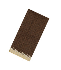Brown Printed Synthetic Tussar Saree With Contrast border-BL5357