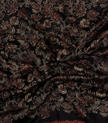 Black Printed Chanderi Cotton Saree With Zari Border-CC1652
