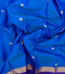 Sky Blue Handloom Kanchipuram Silk Saree With Zari Buttas-KA15653