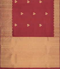 Maroon Handloom Kanchipuram Silk Saree With Floral Leaf Motifs-KA16402