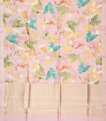 Baby Pink Woven Pure Silk Saree With Printed Floral Motifs-PS0590