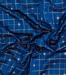 Navy Blue Handloom Soft Silk Cotton Saree With Zari Checks-SC4377