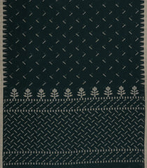 Black Handloom Bengal Cotton Saree With Chevron Buttas-BG1580