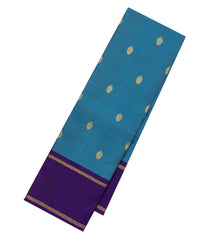 Sky Blue Handloom Kanchipuram Silk Saree With Floral Buttas-KA14442