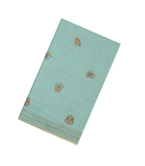 Light Blue Embroidered Synthetic Linen Saree With Elephant Motifs-SY0562