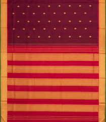 Maroon Handloom Kanchipuram 9 Yards Silk Saree With Floral Buttas-KA13739