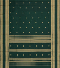 Bottle Green Kanchipuram Silk Saree With Floral Buttas-KA14943